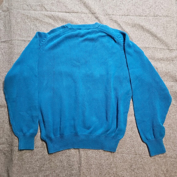 Vintage‎ Steeplechase 100% Cotton Knit Sweater Blue Pullover Crewneck - Picture 7 of 7